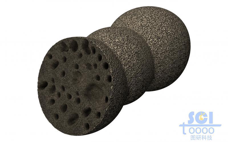 表面細(xì)密紋理的內(nèi)部有隨機(jī)多孔的微球