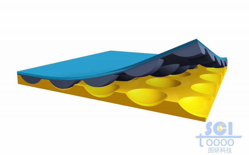在均勻凹陷的基底板上覆PDMA膜